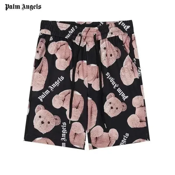 Palm Angels Teddy Bear Print Drawstring Shorts Black - 1
