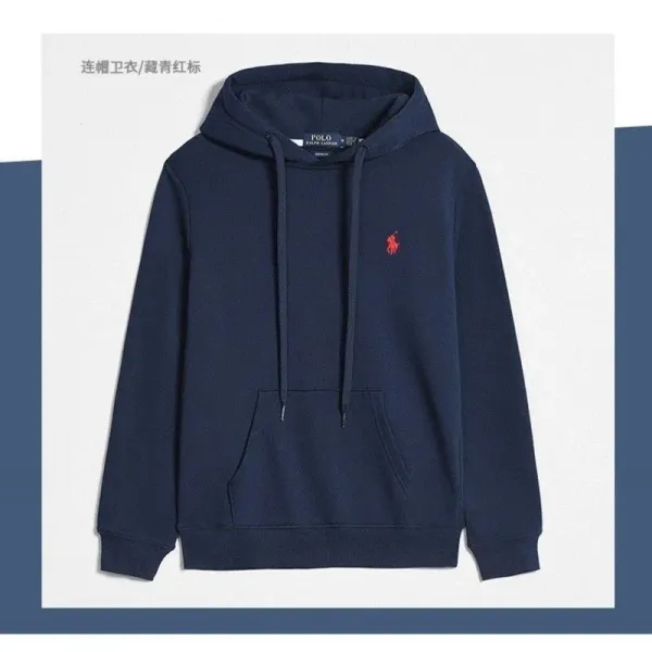 Polo Ralph Lauren Classic Hoodie Navy with Red Pony Logo - 1