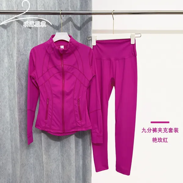 Design Nine-Part Pants and Jacket Set Fuchsia Activewear - 1