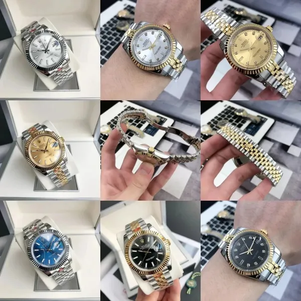 Rolex Datejust 41 Two-Tone Silver Gold Blue Black Dial Mechanical Watch - 1
