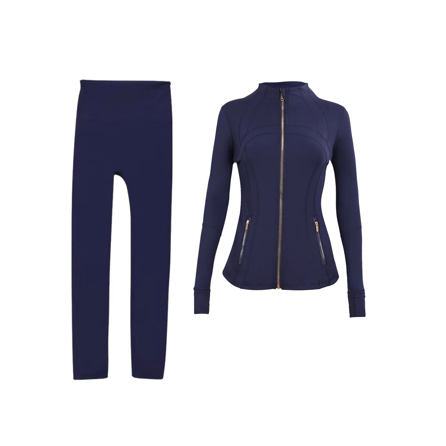Unbranded Tracksuits Stand-Collar Zip Jacket and Cropped Leggings Set image 5