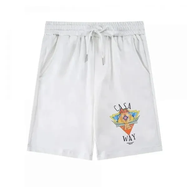 Casa Way Graphic Print Drawstring Waist Shorts White - 1