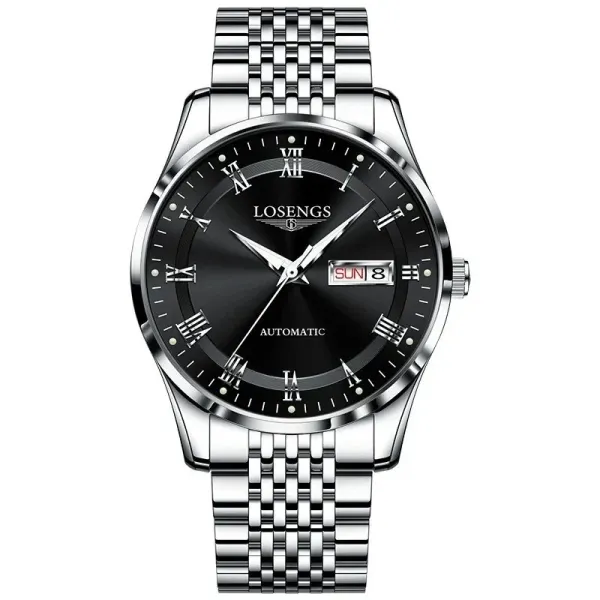 Losengs Automatic Black Dial Stainless Steel Mechanical Watch - 1
