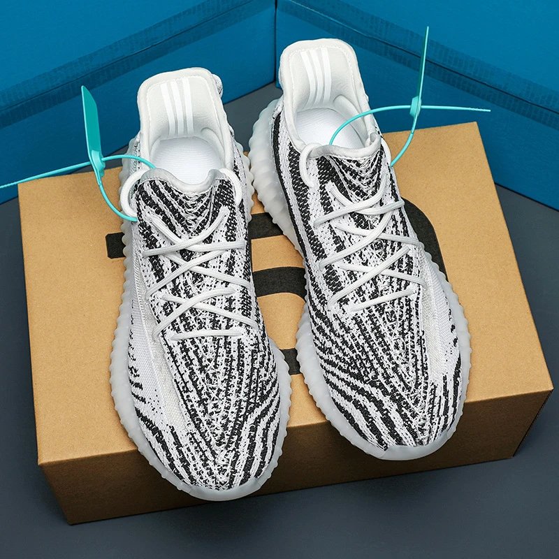Unbranded Sneakers 350 Knit Lace-Up — Fish Shredded White Zebra [Pure Original**】
