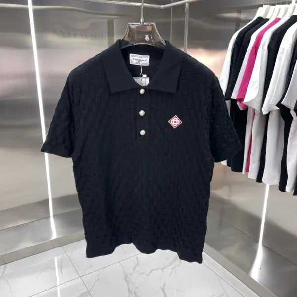 Comme des Garçons Play Diamond Logo Quilted Black Polo Polo Shirt - 1