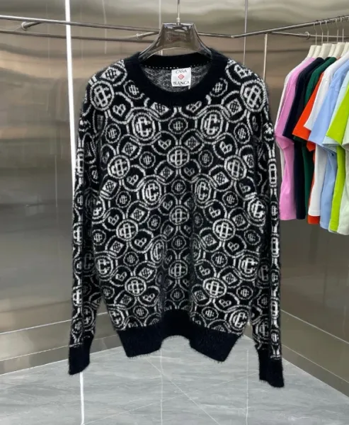 Casa BLANCA Monogram Knit Sweater Black / White - 1
