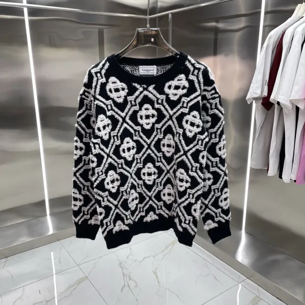 Casablanca Geometric Skull Knit Sweater Black / White - 1