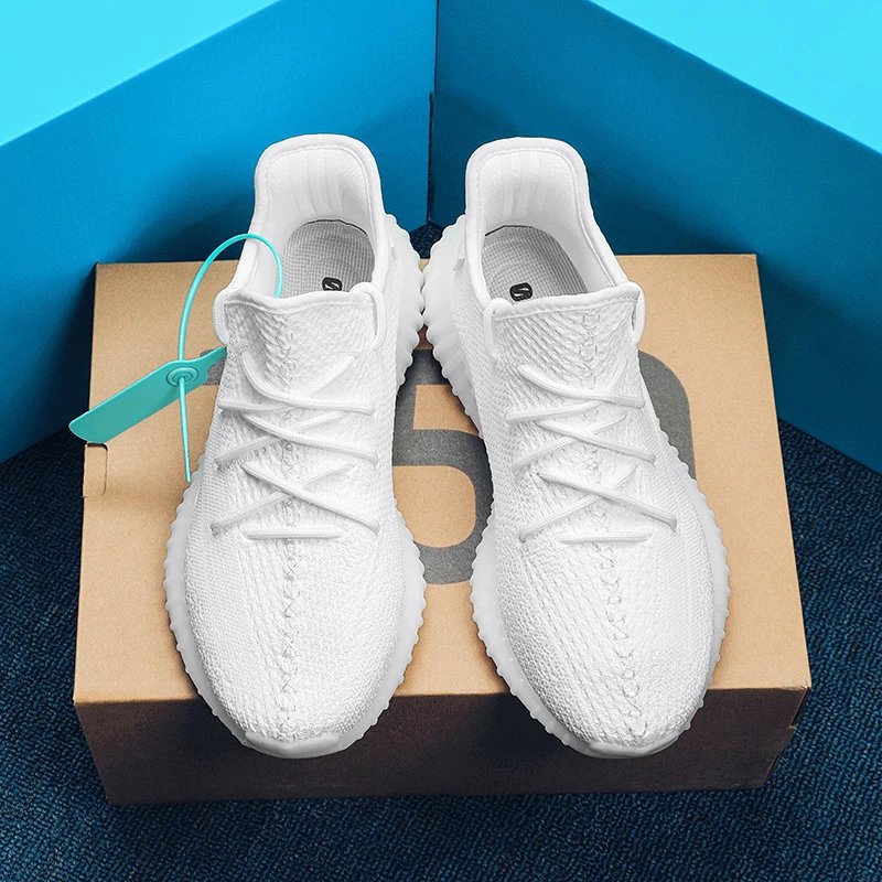 Unbranded Sneakers 350 Knit Lace-Up — All White Ice Cream [Pure Original**】