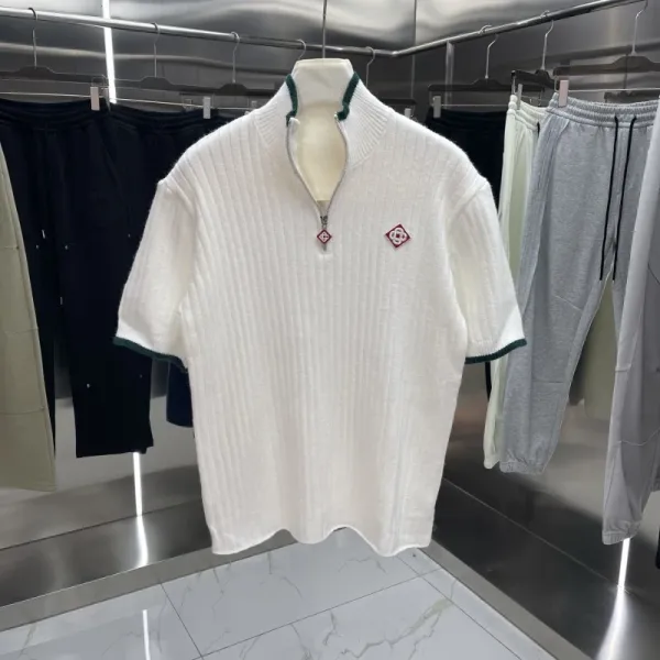 Fred Perry Knit Polo White Green Navy Striped Sweater Polo Shirt - 13
