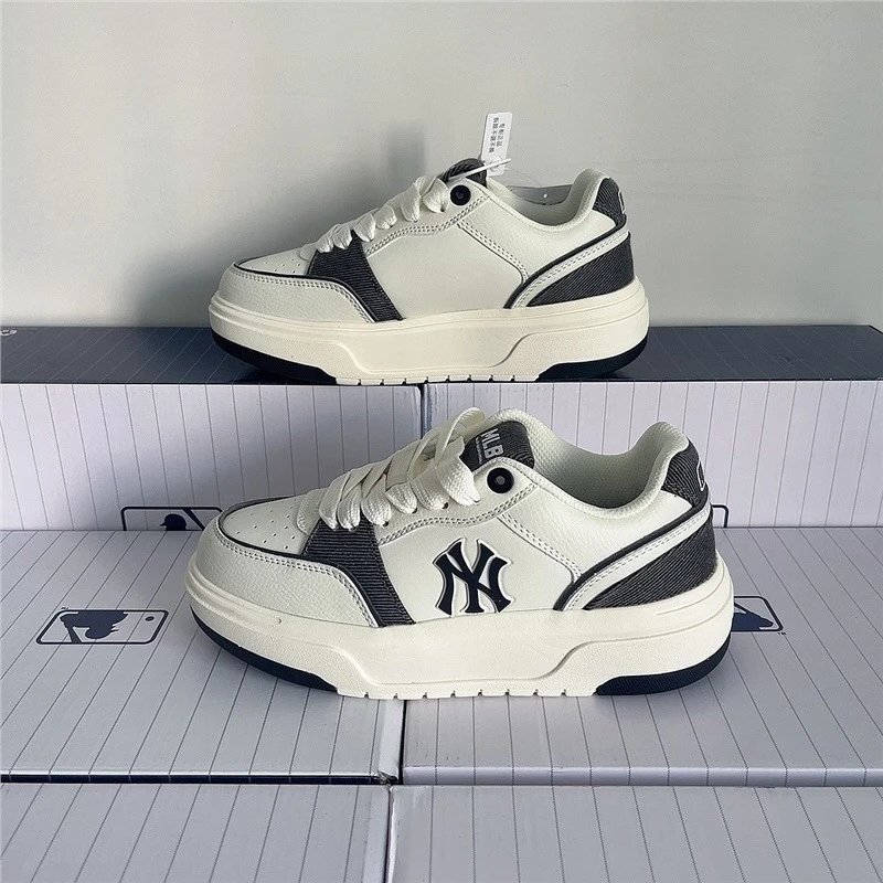 MLB Sneakers Low-Top Platform with NY Logo — Denim white and black