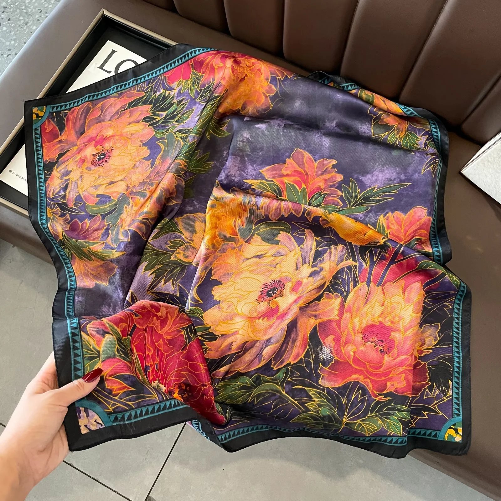 Unbranded Scarves Square Printed Satin Scarf — Style 4