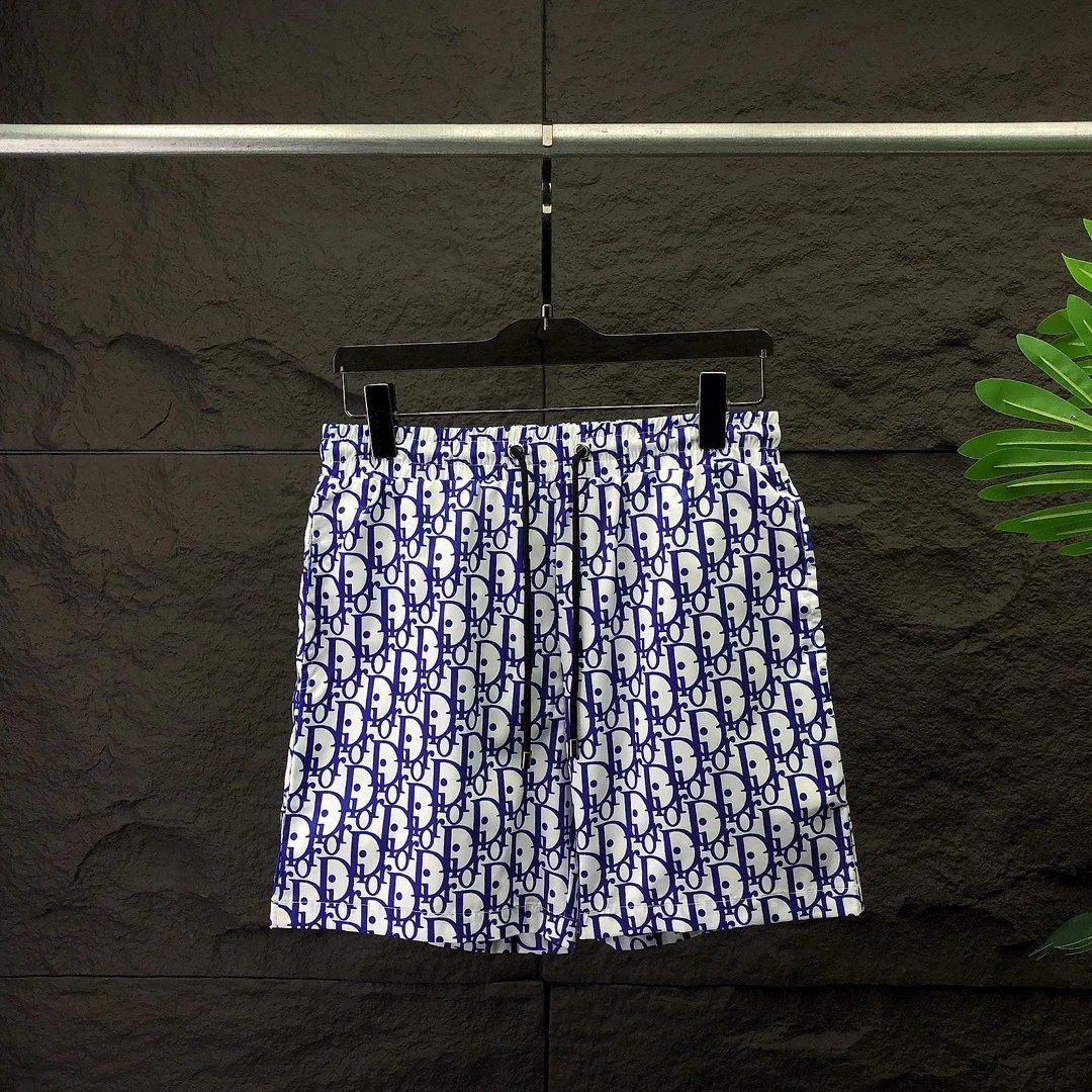 Dior Swimwear Oblique monogram drawstring swim shorts — Blue and white