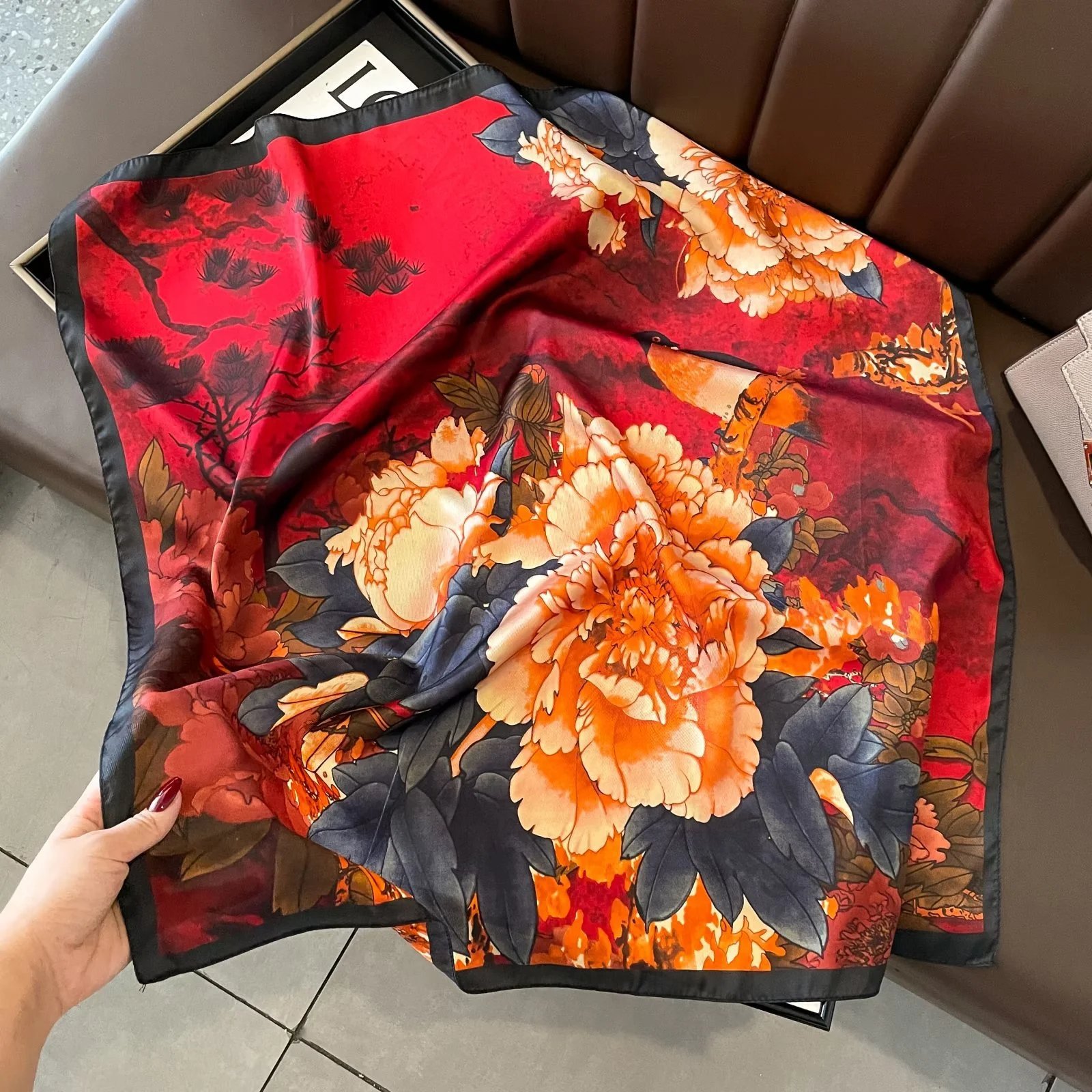 Unbranded Scarves Square Printed Satin Scarf — Style 16