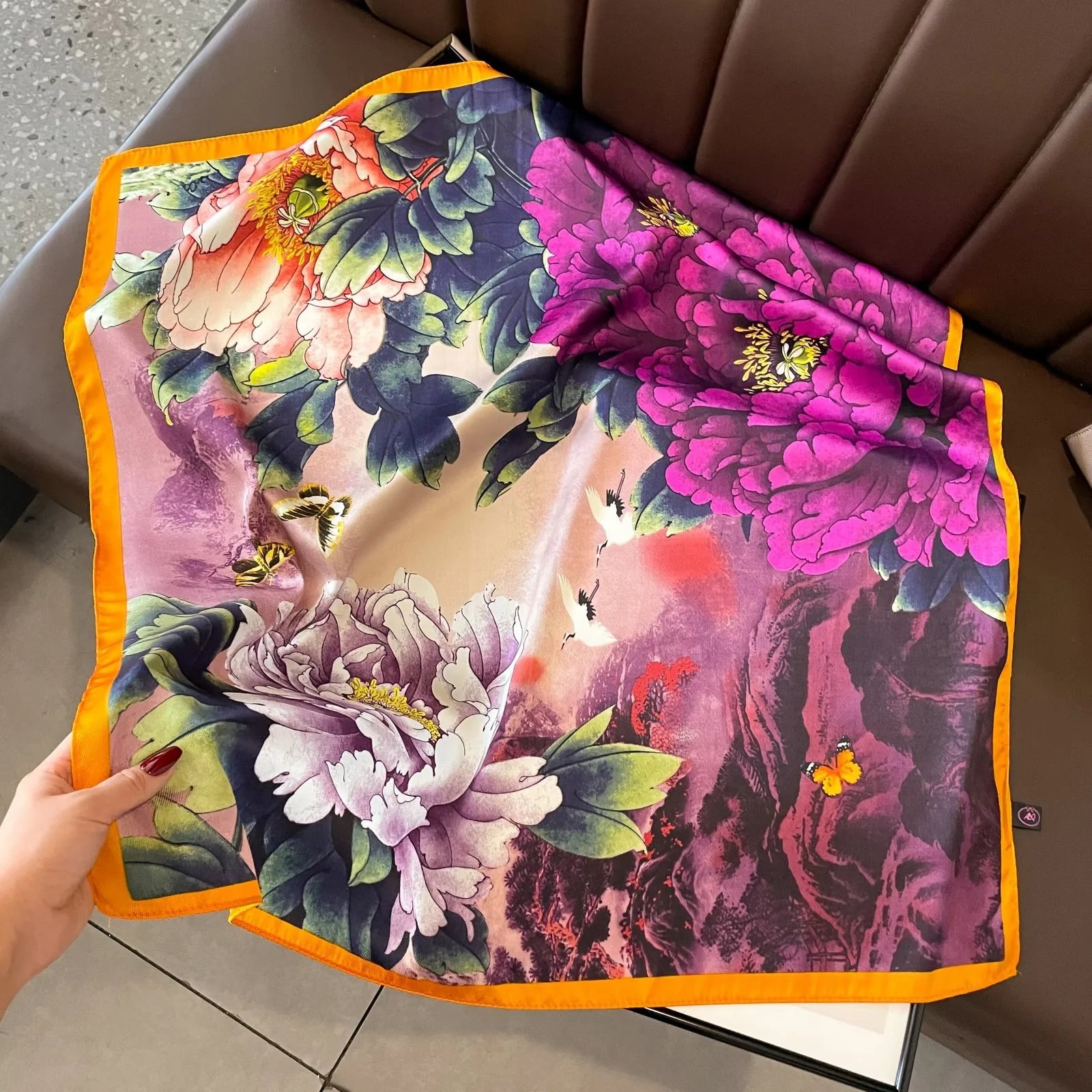 Unbranded Scarves Square Printed Satin Scarf — Style 18