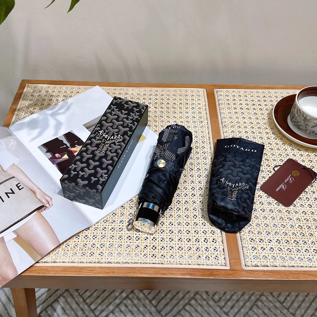 Goyard Uncategorized Folding Umbrella with Goyardine Pattern — Xiaohui New Style (50% Off, Manual Model, Gift Box Set)