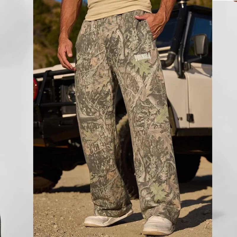 YoungLA Trousers Camouflage Print Elastic-Waist Sweatpants image 4