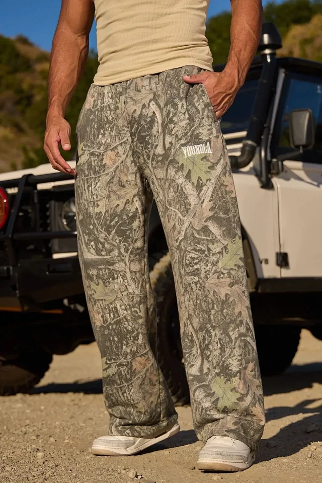 YoungLA Trousers Camouflage Print Elastic-Waist Sweatpants product detail image 11