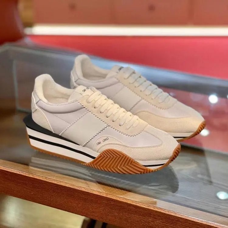 Unbranded Sneakers Low-top lace-up with striped platform soles — white