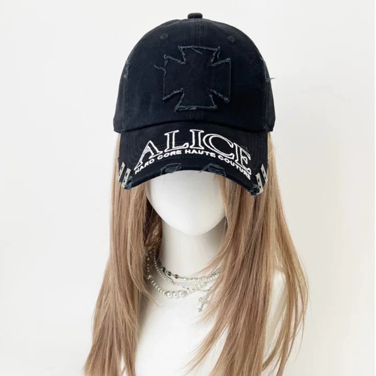 ALICE Hats Embroidered Distressed Baseball Cap with Metal Rivets image 4