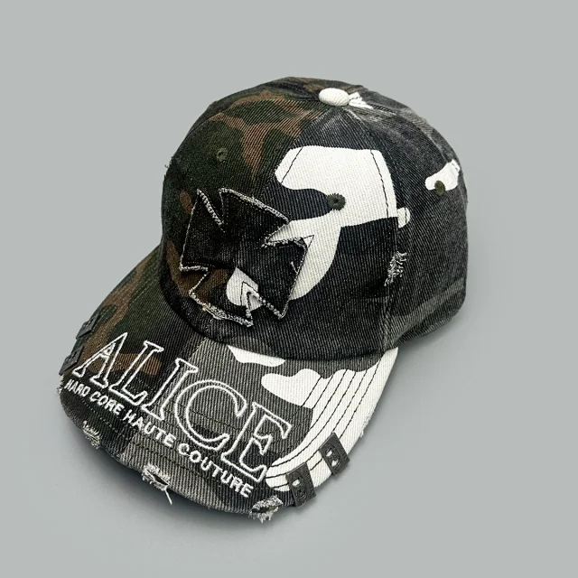 ALICE Hats Embroidered Distressed Baseball Cap with Metal Rivets product detail image 13