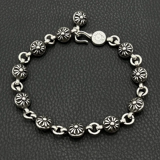 Chrome Hearts Jewelry 925 Silver Chain Bracelet with Cross and Floral Motifs product detail image 9