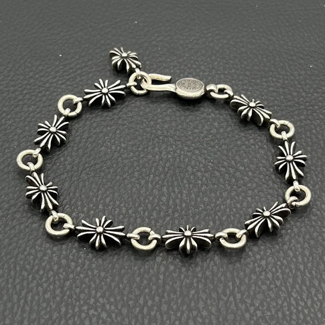 Chrome Hearts Jewelry 925 Silver Chain Bracelet with Cross and Floral Motifs product detail image 20