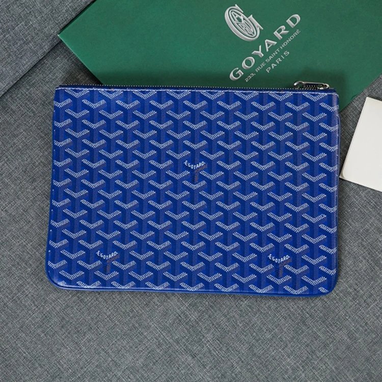 Goyard Wallets & Card Holders Chevron Monogram Zip Pouch — Blue