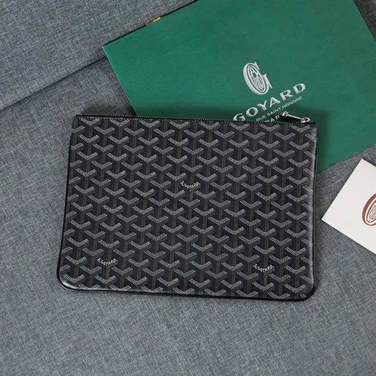 Goyard Wallets & Card Holders Chevron Monogram Zip Pouch — Black
