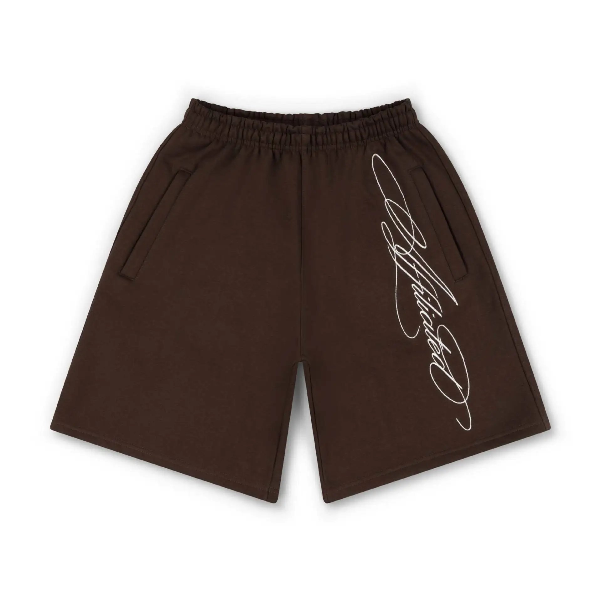 Unbranded Shorts Elastic-Waist Oversized Graphic — Brown