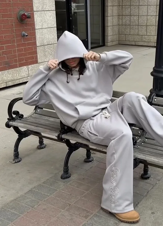 Palm Angels Trousers Double-waistband wide-leg sweatpants with star embroidery product detail image 15
