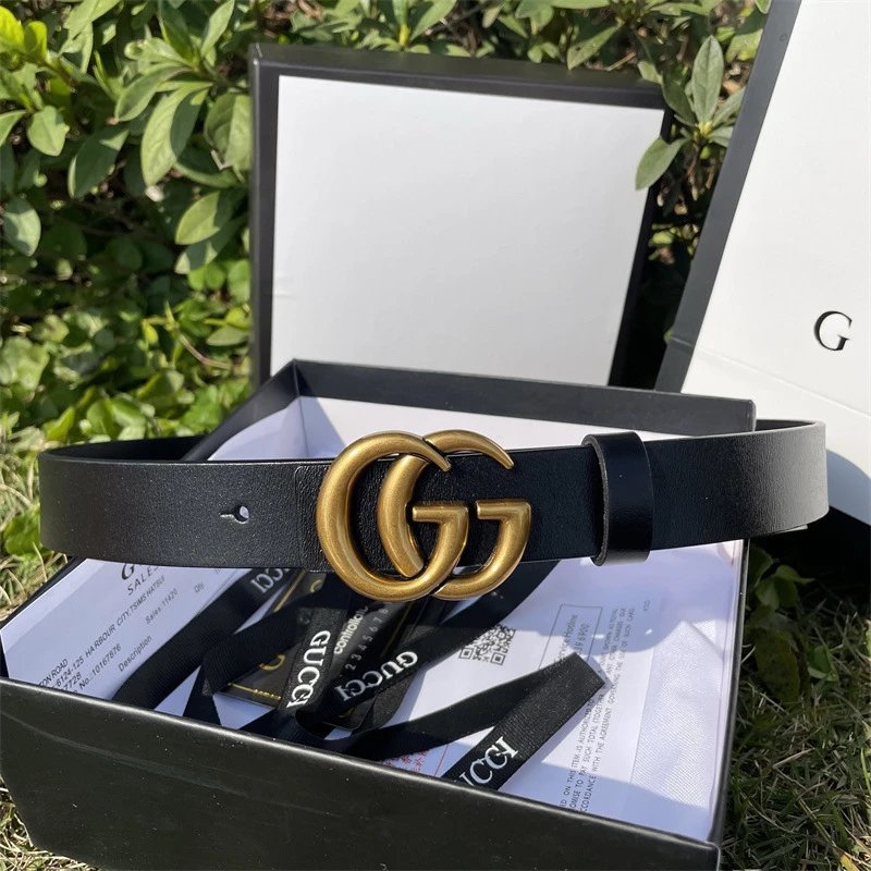Gucci Belts Double G Buckle Leather Belt — GG Antique 3.0 Black belt