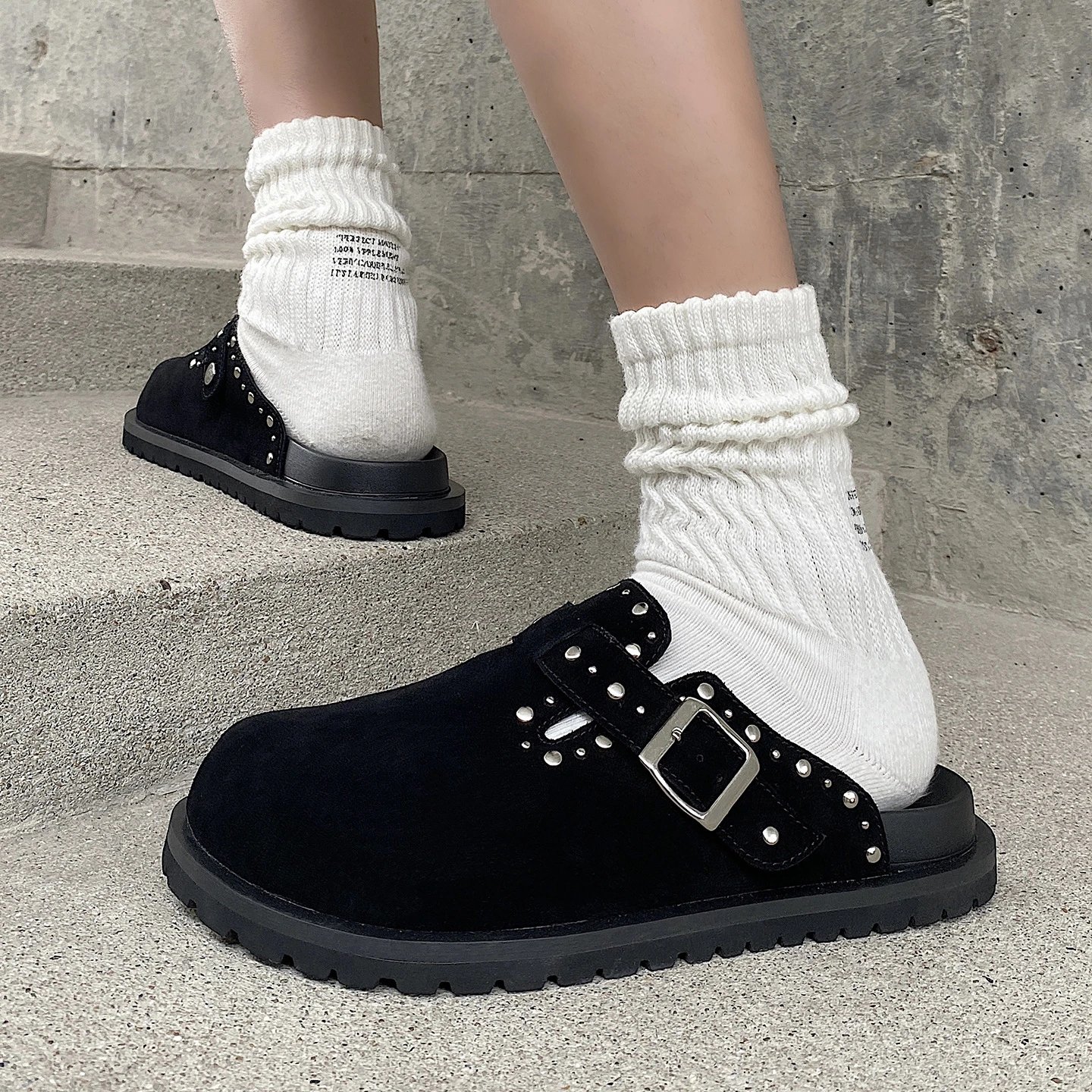 Unbranded Slippers Studded Buckle Mule Clogs image 3
