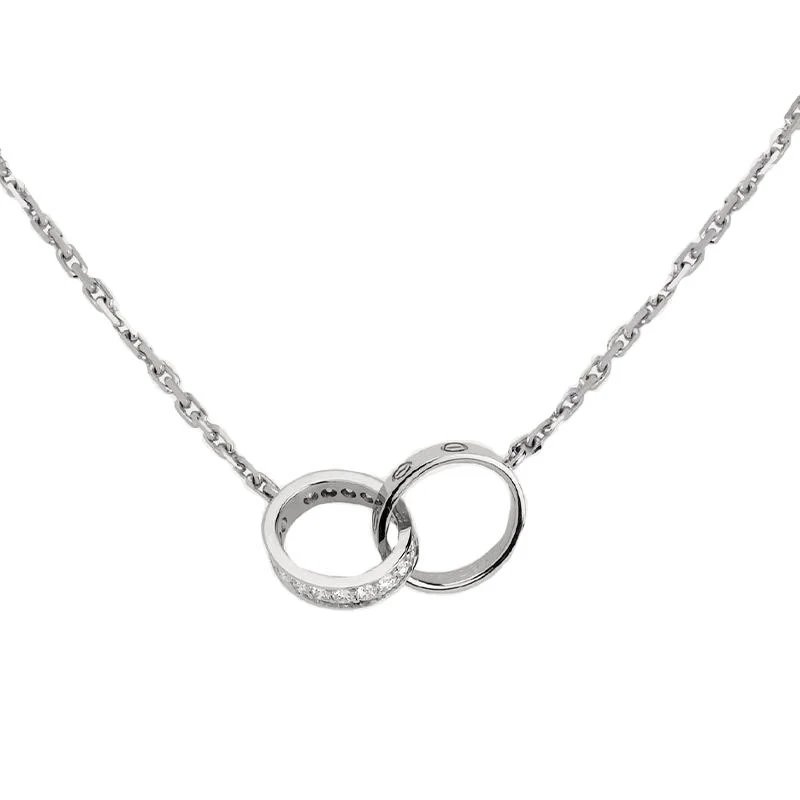 Unbranded Jewelry Interlocking Ring Pendant Necklace — Double ring-single ring with drill [silver】