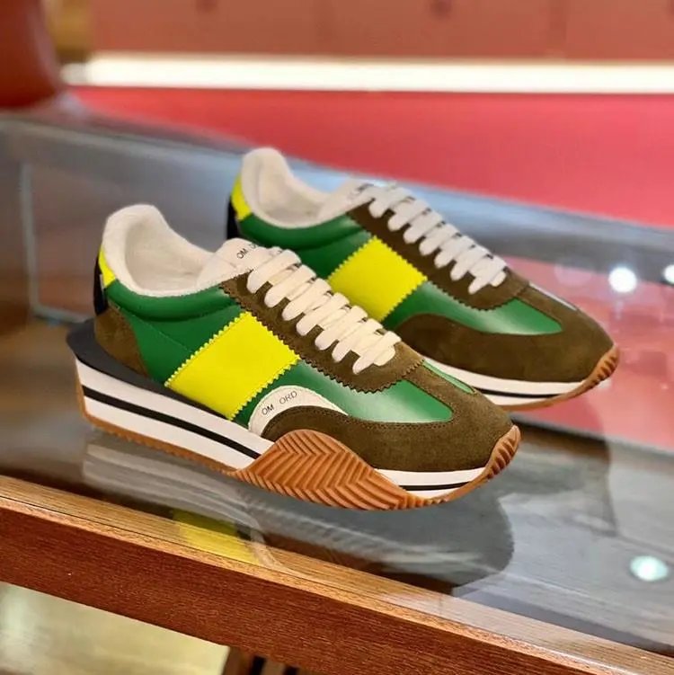 Unbranded Sneakers Low-top lace-up with striped platform soles — Green