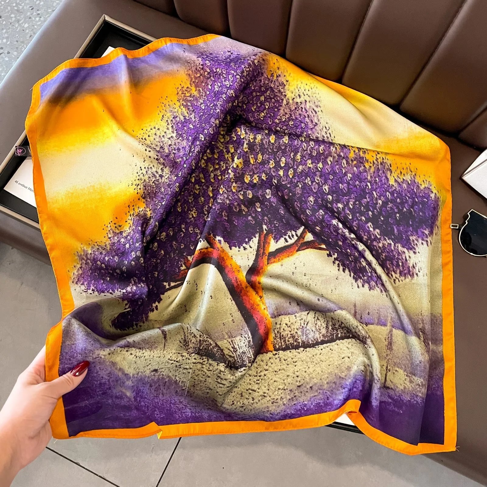 Unbranded Scarves Square Printed Satin Scarf — Style 9