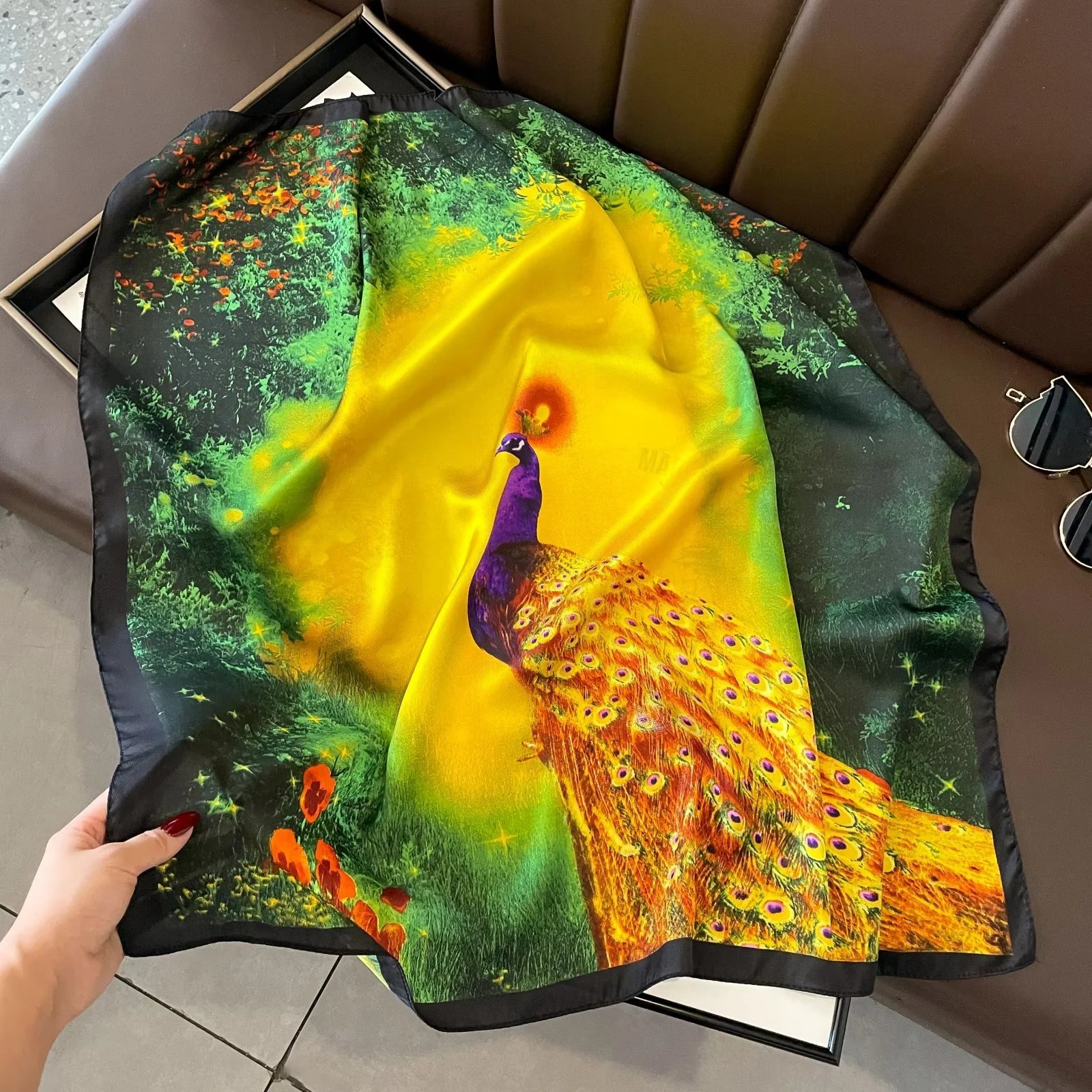 Unbranded Scarves Square Printed Satin Scarf — Style 15