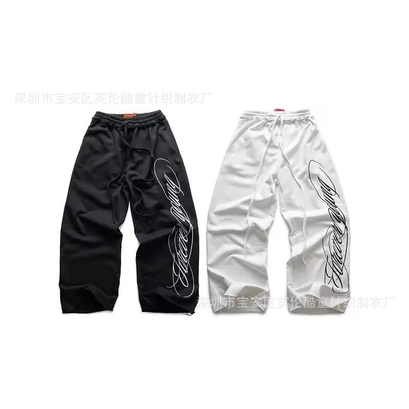 Unbranded Trousers Wide-Leg with Script Graphic Print image 2