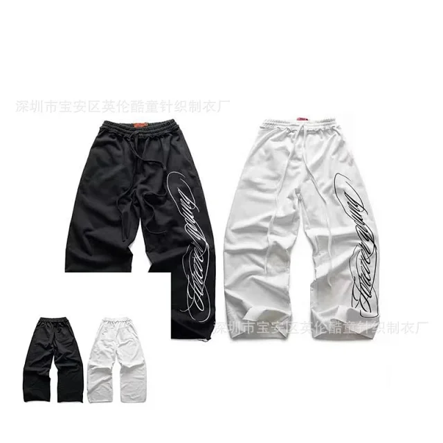 Unbranded Trousers Wide-Leg with Script Graphic Print product detail image 2