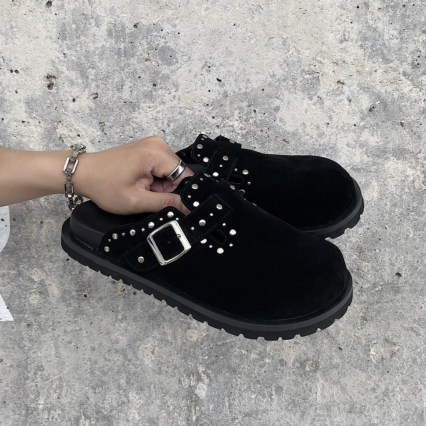 Unbranded Slippers Studded Buckle Mule Clogs product image