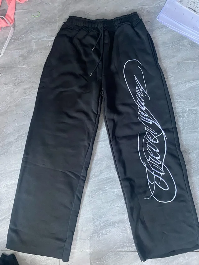 Unbranded Trousers Wide-Leg with Script Graphic Print product detail image 5