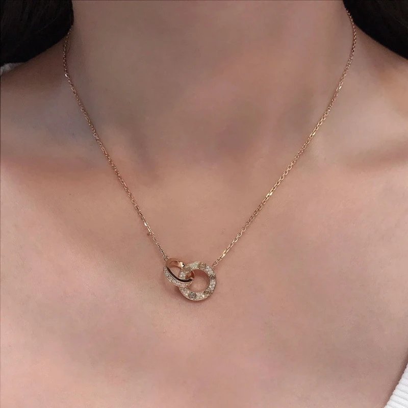 Unbranded Jewelry Interlocking Ring Pendant Necklace image 4