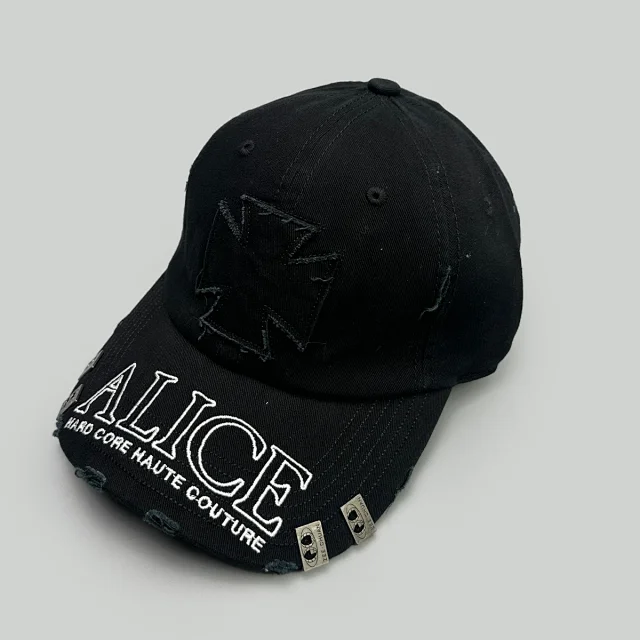 ALICE Hats Embroidered Distressed Baseball Cap with Metal Rivets product detail image 9