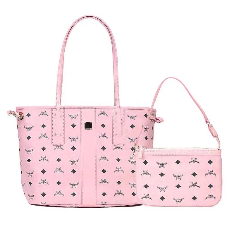 MCM Handbags Visetos tote with detachable pouch — Pink