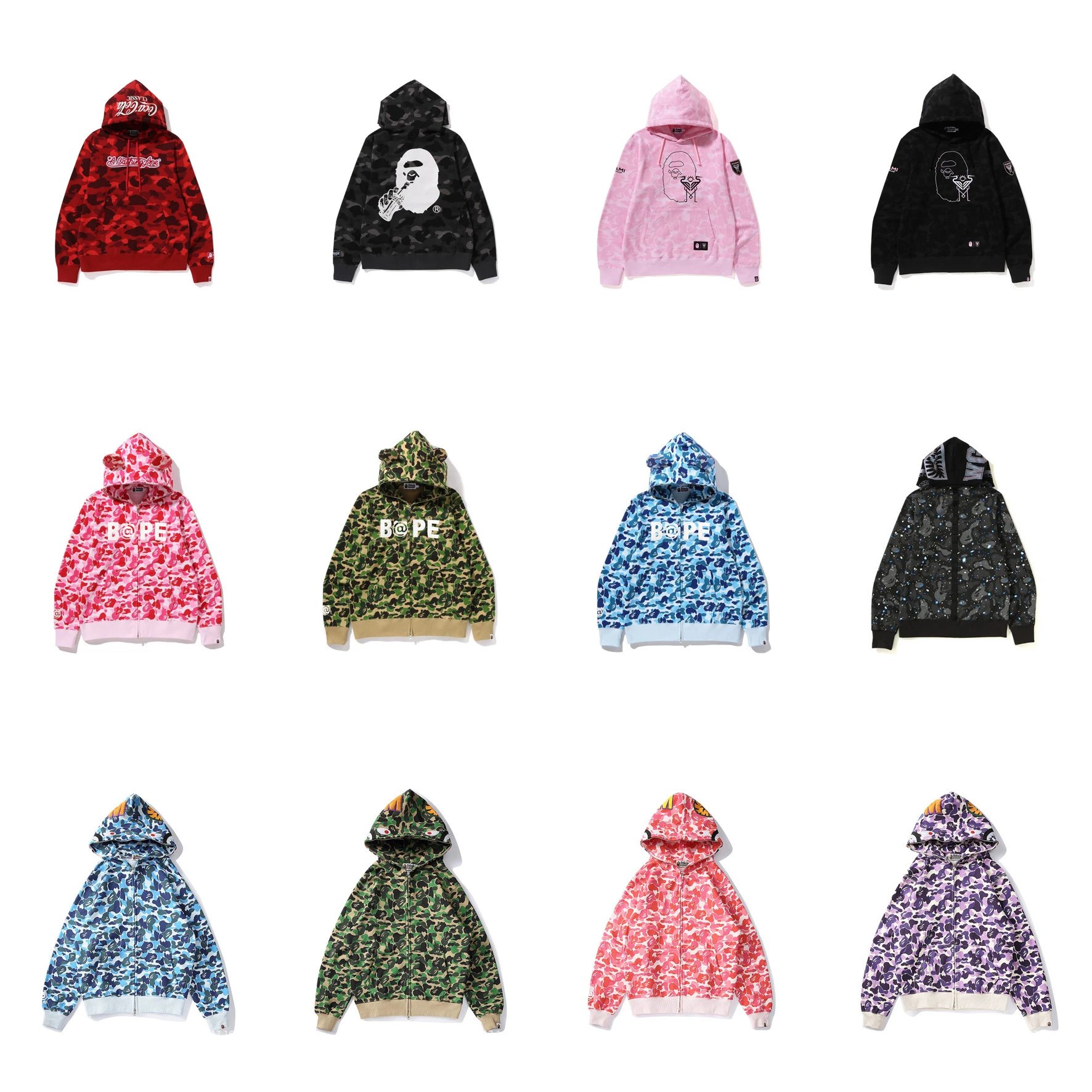 A Bathing Ape Hoodies & Sweatshirts Shark-hood full-zip hoodie with contrast stripe sleeves image 2