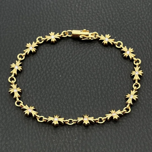 Chrome Hearts Jewelry 925 Silver Chain Bracelet with Cross and Floral Motifs product detail image 6