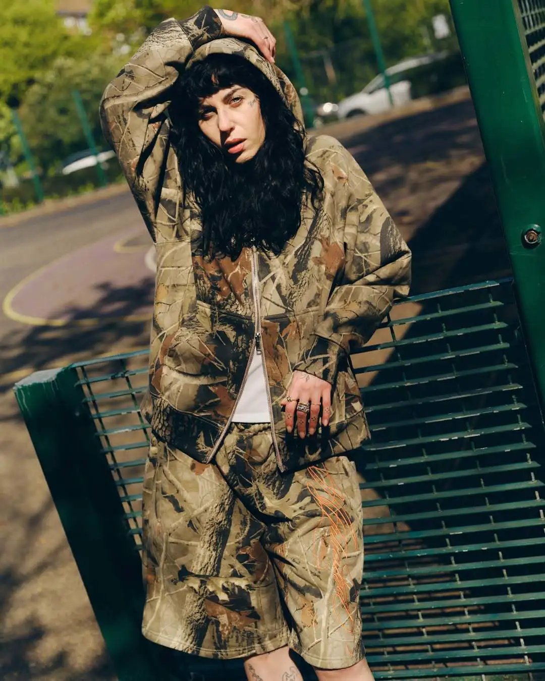 Unbranded Shorts Elastic-Waist Oversized Graphic — Camouflage