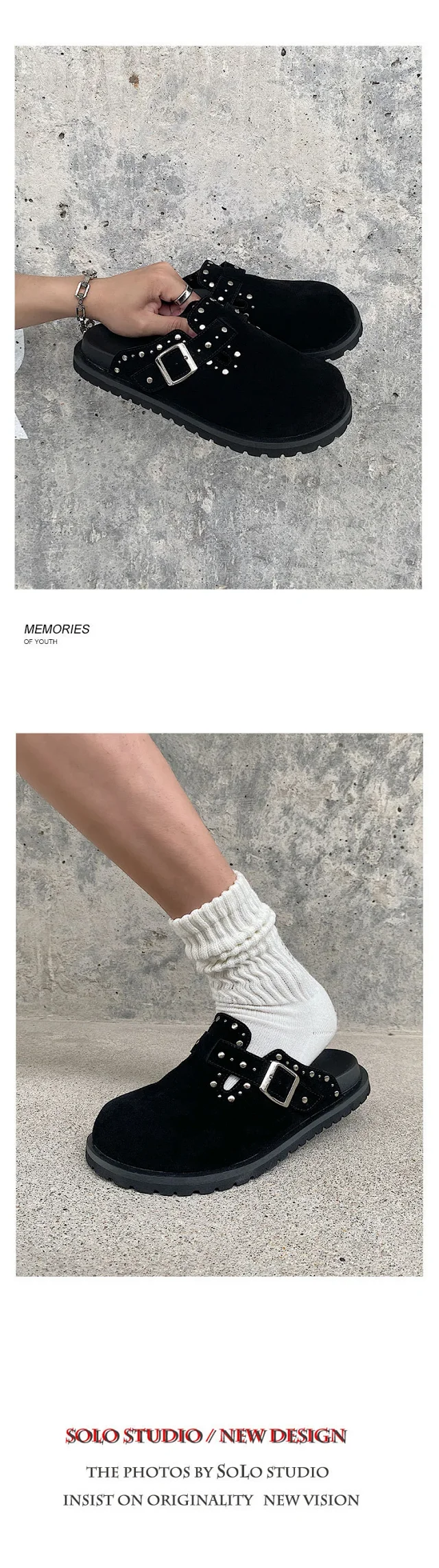 Unbranded Slippers Studded Buckle Mule Clogs product detail image 5