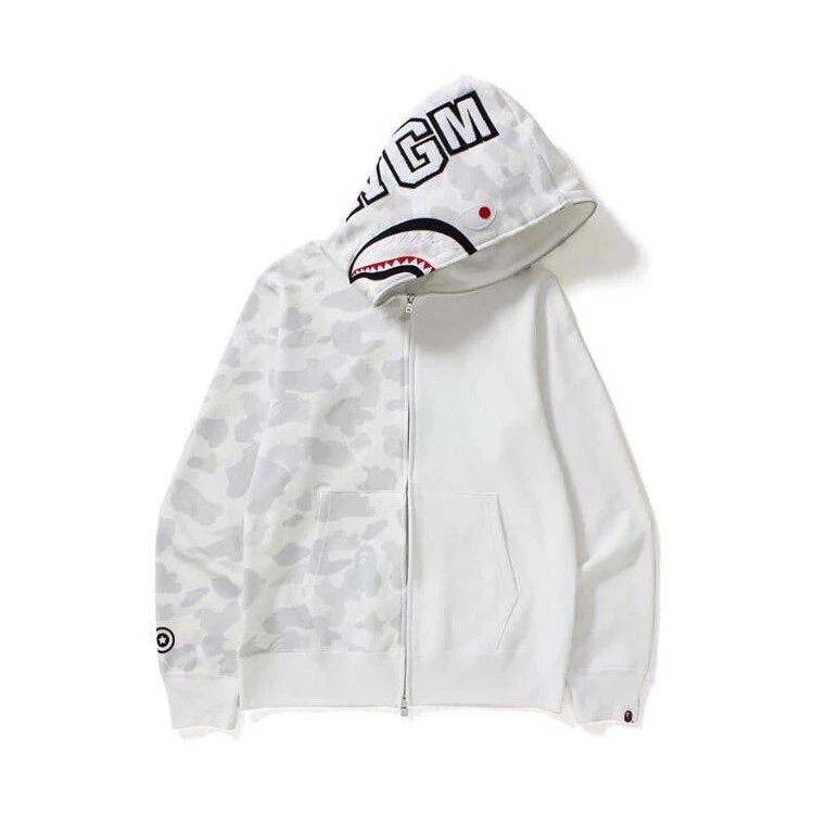 A Bathing Ape Hoodies & Sweatshirts Shark-hood full-zip hoodie with contrast stripe sleeves — 17