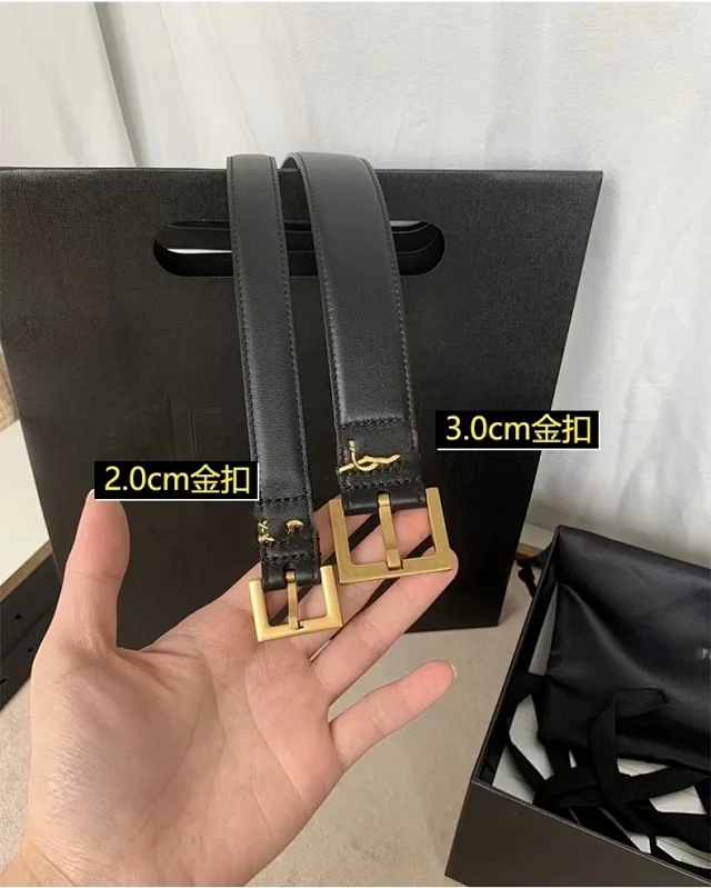 Saint Laurent Belts YSL Monogram Buckle Leather Belt product detail image 3
