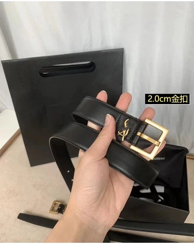 Saint Laurent Belts YSL Monogram Buckle Leather Belt product detail image 5